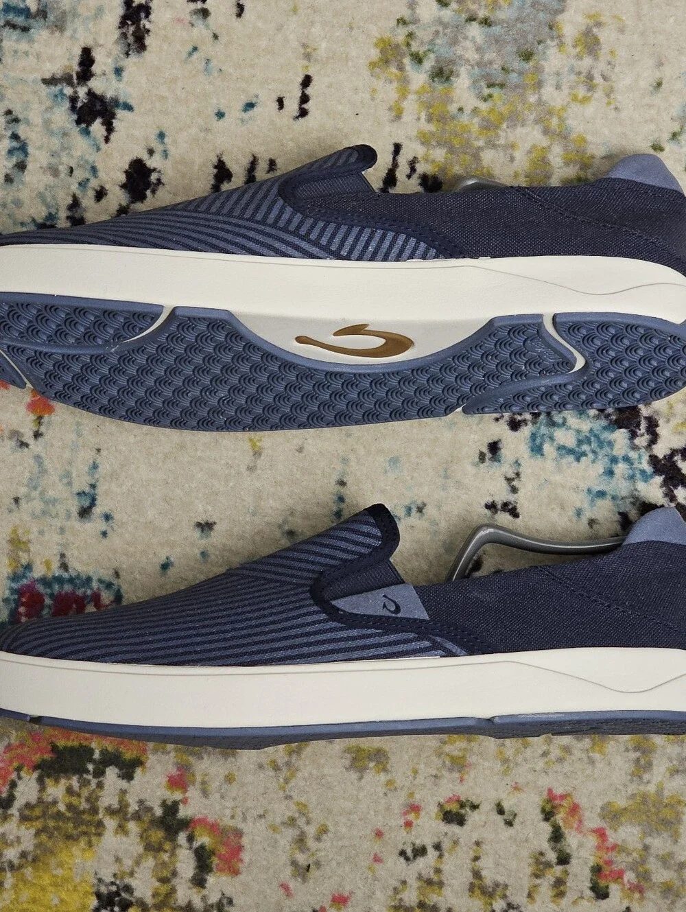 OluKai Lae'ahi Lole Slip On Sneakers Men's Size 11 Blue Canvas Gum Drop-in Heel
